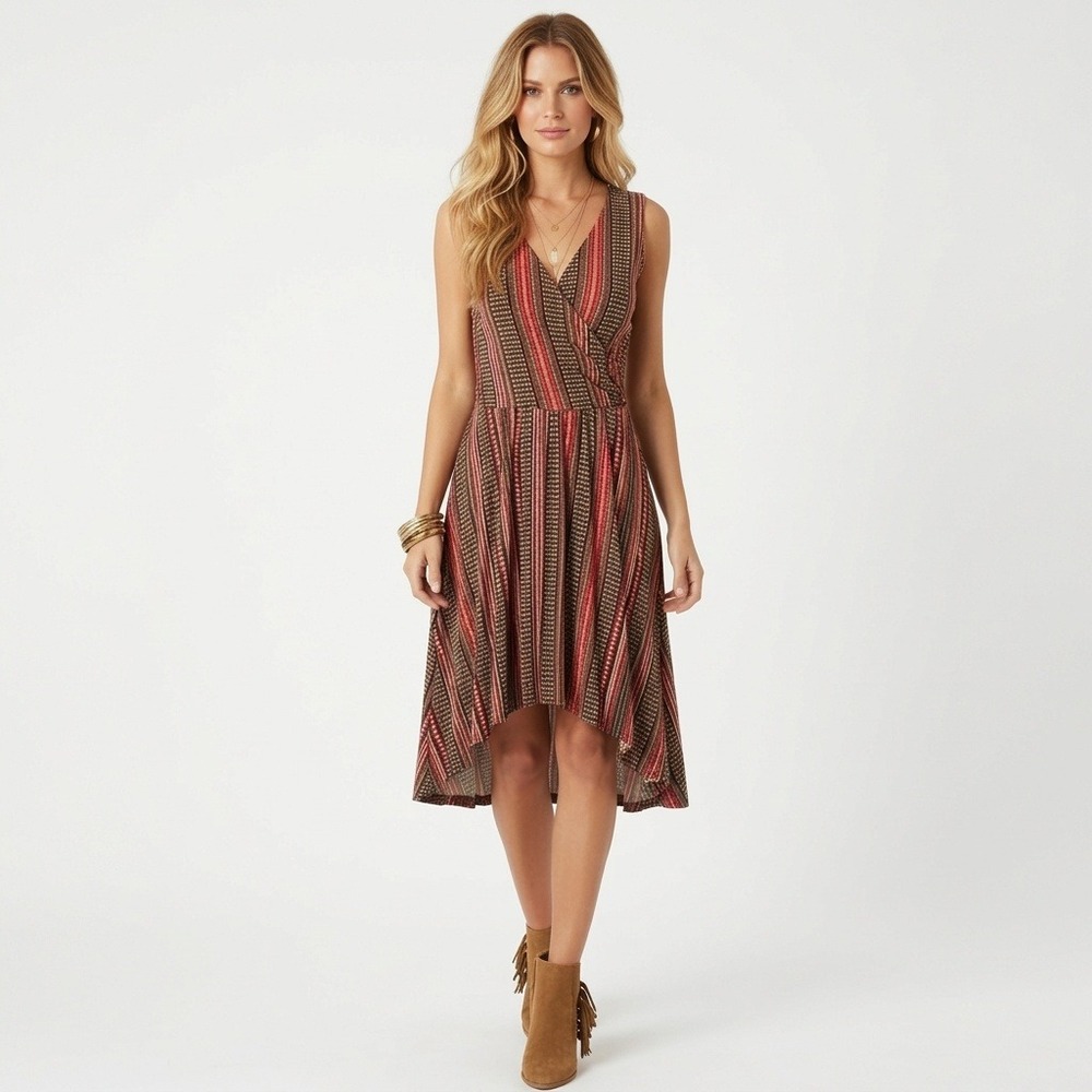 Lauren Ralph Lauren Faux Wrap Asymmetric Dress Petite Small Boho Chic Stretch